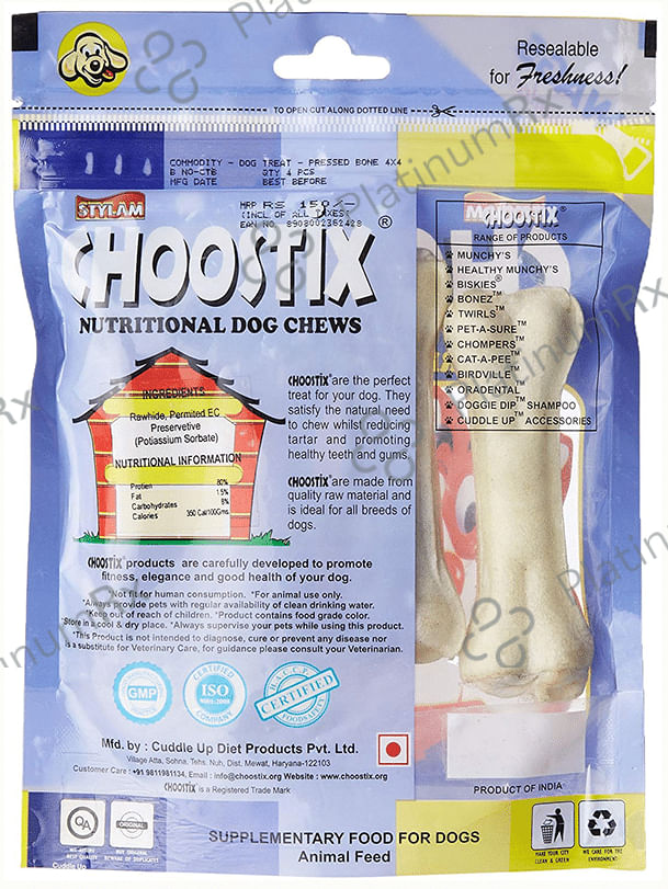 Choostix Pressed Dog Bone (4-inch)