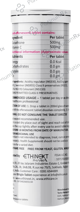 Ethiglo ET with Glutathione & Vitamin C for Skin Health Effervescent Tablet 10s