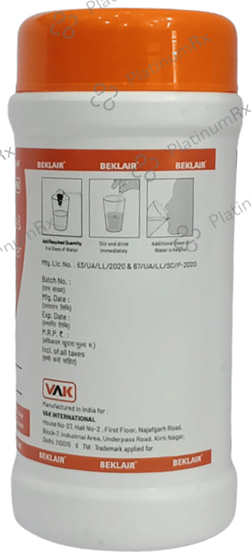 Beklair Powder Orange Flavour Sugar Free 90gm