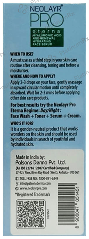 Neolayr Pro Eterna Hyaluronic Acid Age Renewal Hydrating Face Serum