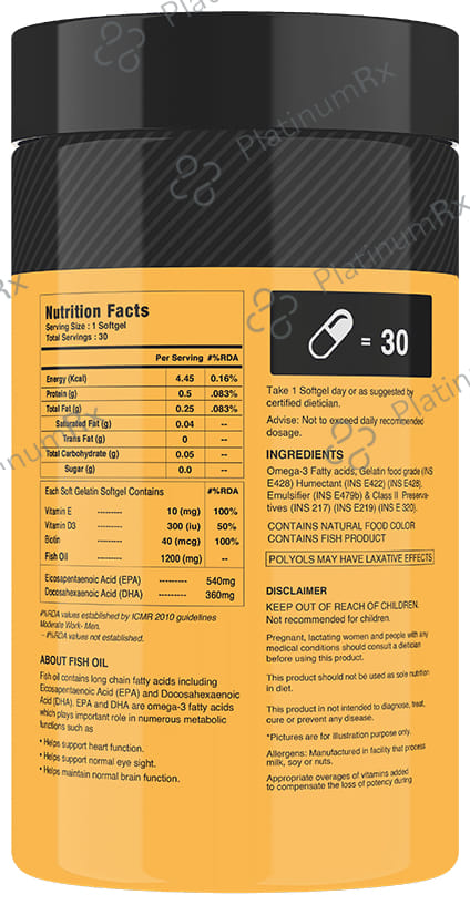 MyFitFuel Triple Strength Omega 3 Fish Oil 1200mg Soft Gelatin Capsule 30 capsules