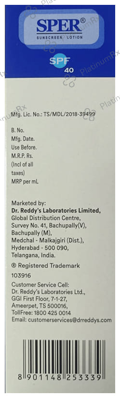 Sper Sunscreen SPF 40 Lotion 100ml
