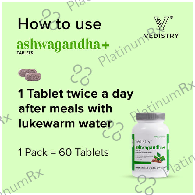 Vedistry Ashwagandha+ Tablet For Strength, Enegry And Vitality