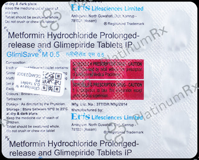 Glimisave M 0.5/500mg Tablet PR 15s