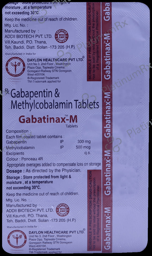 Gabatinax M 300mg/500mcg Tablet