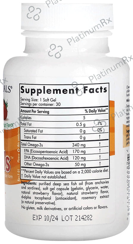 Nordic Naturals Daily Omega Kids 500mg Soft Gels for Brain & Visual Function Natural Fruit