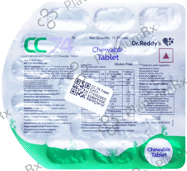 CC 74 500mg Chewable Tablet 15s