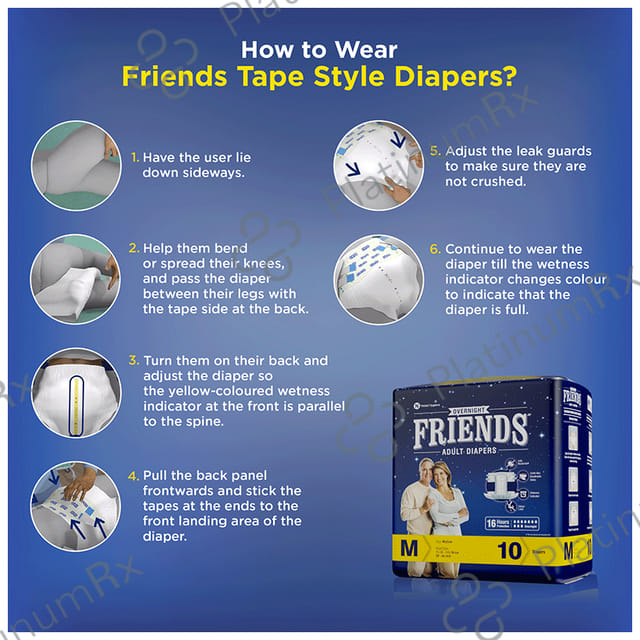 Friends Overnight Adult Diaper Medium 10s