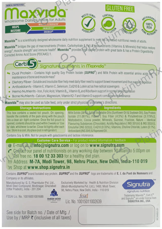 Maxvida Nutritional Supplement for Haemoglobin Formation & Immunity - Flavour Chocolate Powder