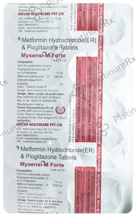 Mysensi M Forte 15mg/1000mg Tablet ER