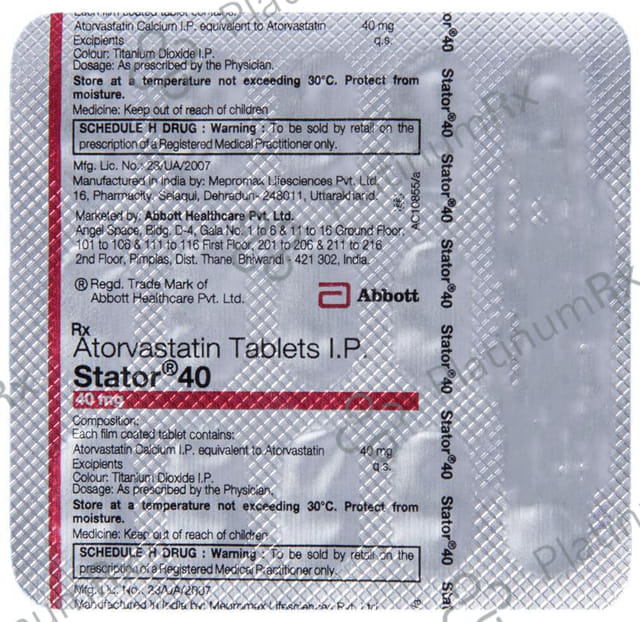 Stator 40mg Tablet 15s
