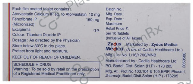 Atorva TG 10/160mg Tablet 10s