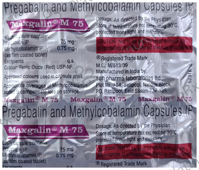Maxgalin M 75mg/750mcg Capsule 15s