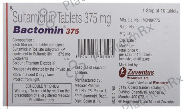 Bactomin 375mg Tablet 10s