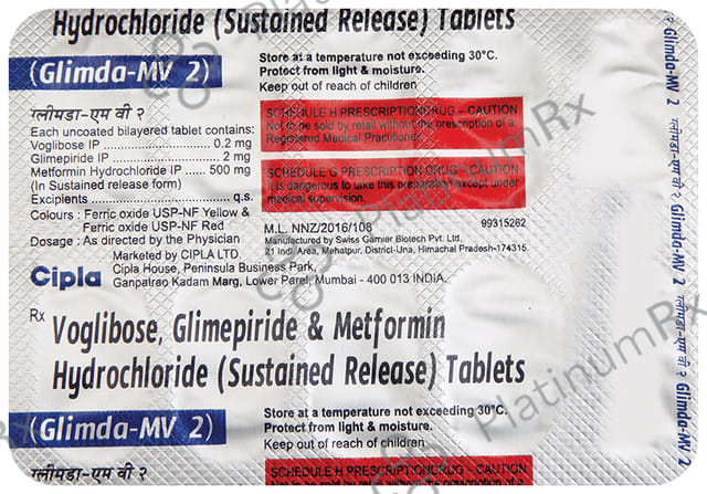 Glimda MV 2/500/0.2mg SR Tablet 10s
