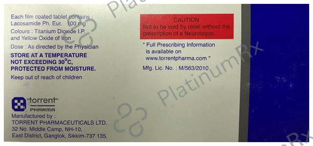 Lacosam 100mg Tablet 15s