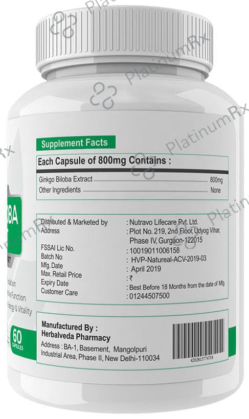 Natureal Ginkgo Biloba Extract 800mg Capsule