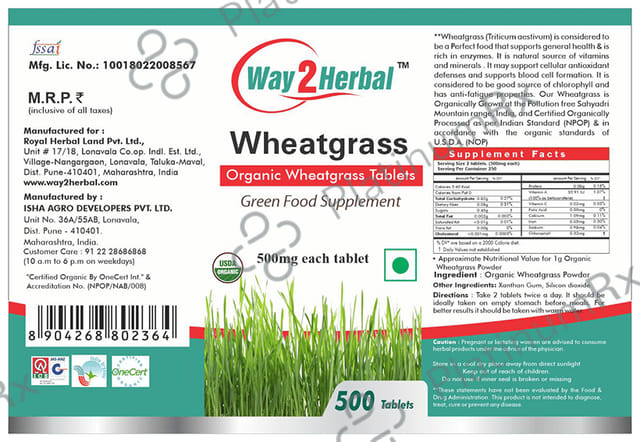 Way2Herbal Wheatgrass Tablet 500 tablets