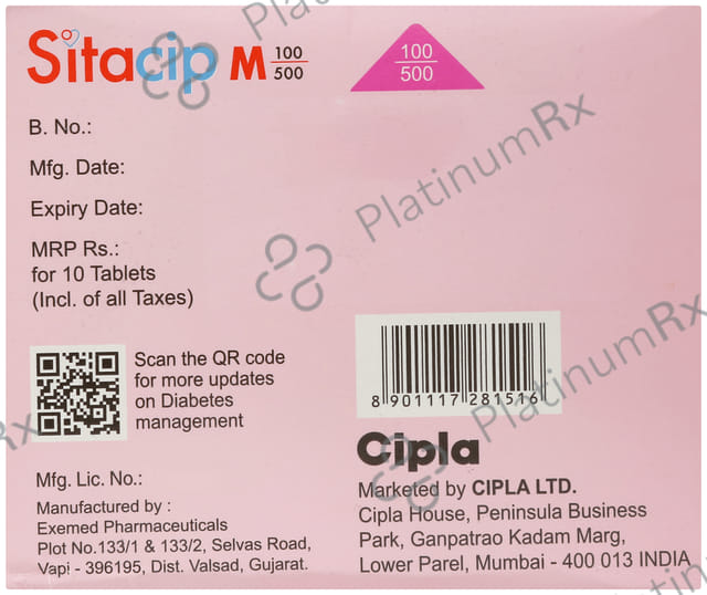 Sitacip M 100/500mg Tablet PR 10s