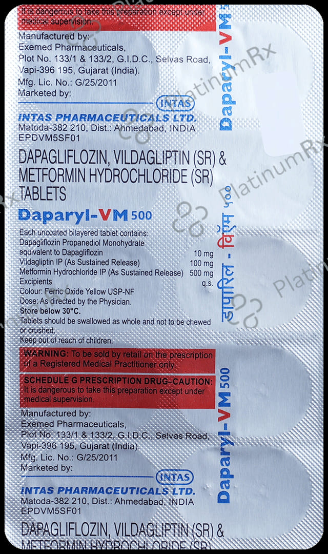 Daparyl VM 10/500/100mg Tablet 10s