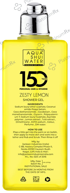 Aqua Shui Water Water Zesty Lemon Shower Gel(250ml Each) 1 Pack
