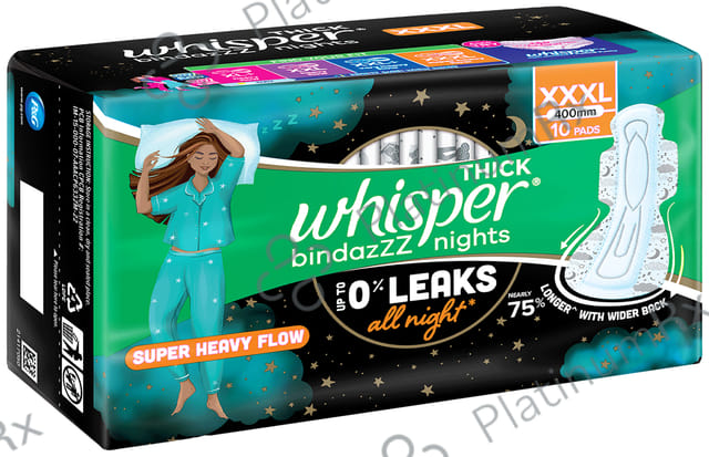 Whisper Bindazzz Nights Pads - Size XXXL 10 pads