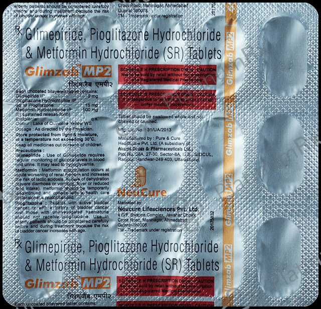 Glimzab MP 2mg/500mg/15mg Tablet