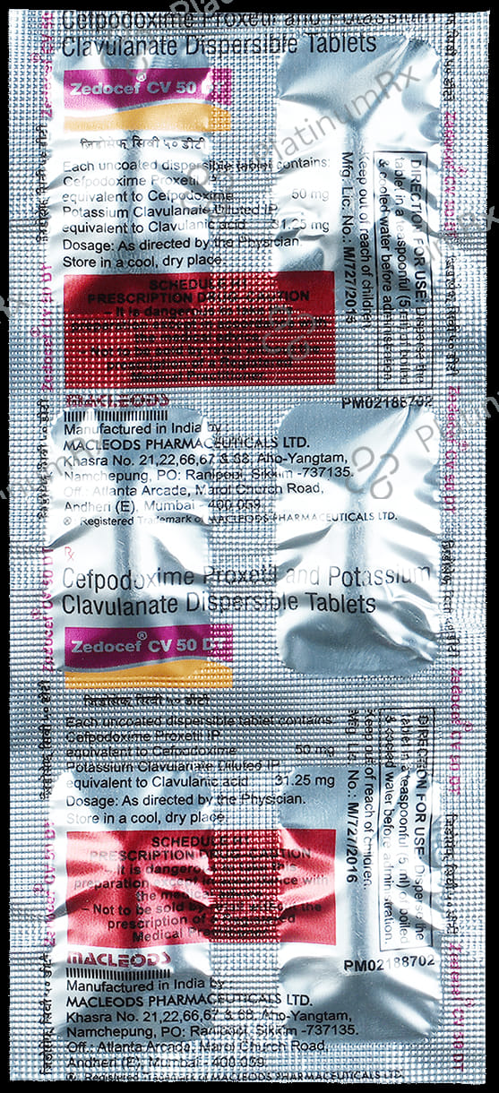 Zedocef CV 50 mg/31.25 mg Tablet