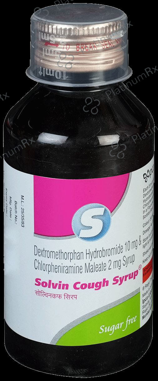 Solvin 2/10mg Cough Syrup Sugar Free 60ml