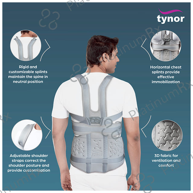 Tynor A 34 Taylor's Brace Urbane Type Support for Spine Immobilization Universal Long Grey