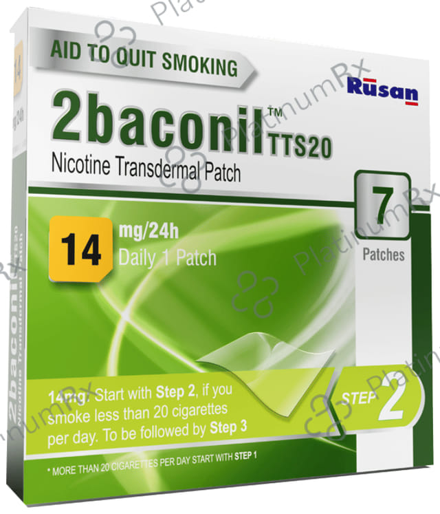 2baconil TTS20 14mg Step 2 Nicotine Transdermal Patch 7s
