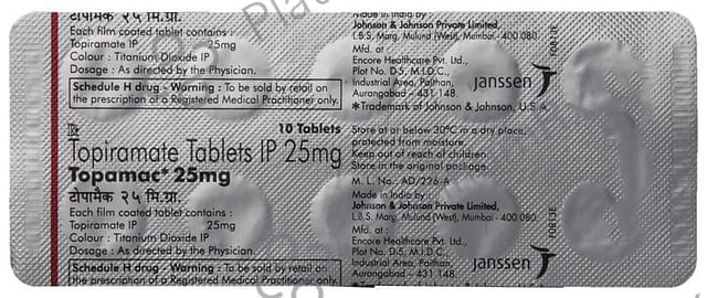 Topamac 25mg Tablet 10s