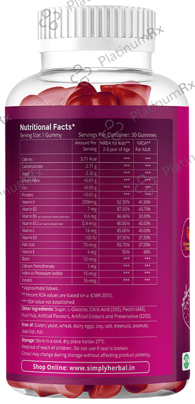 Simply Herbal Multivitamin Gummies Strawberry
