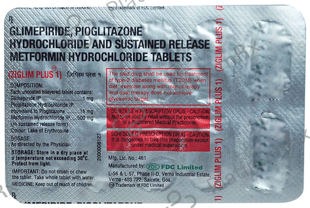Ziglim Plus 1/500/15mg Tablet SR 10s