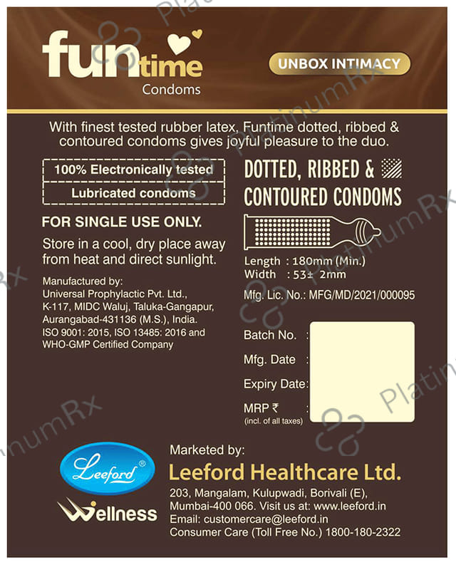 Funtime Dotted Ribbed & Contoured Rich Coffee Flavour Condom 3s