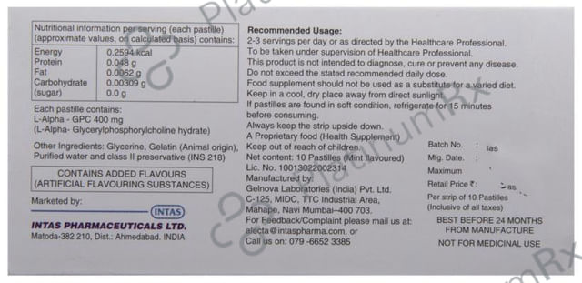 Alfa GPC 400mg Pastilles 10s