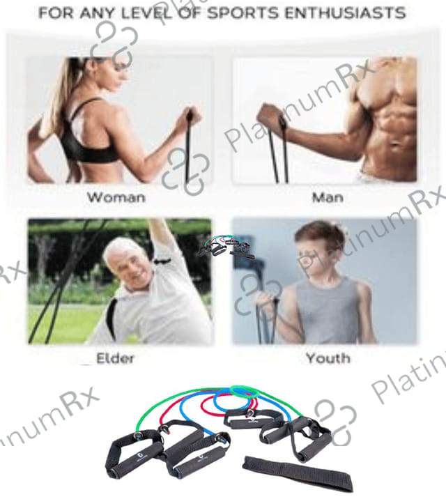 Healthtrek Resistance Tube with Foam Handles, Door Anchor, Ankle Straps, Bag & Exercise Guide (Set of 4)