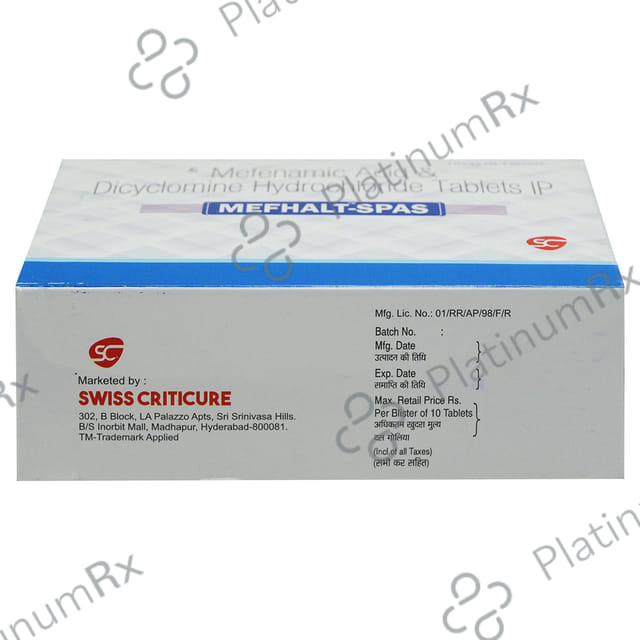 Mefheal Spas 10mg/250mg Tablet 10 tablets Tablet Bioheal Lifesciences Private Limited