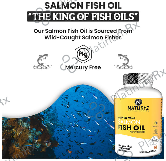 Naturyz Burpfree Nano Salmon Fish Oil with Vitamin D3 Softgel Capsule 50 capsules