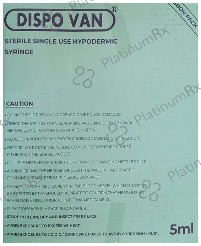 Dispovan Syringe 5ml with Needle 23G x 1inch 100s
