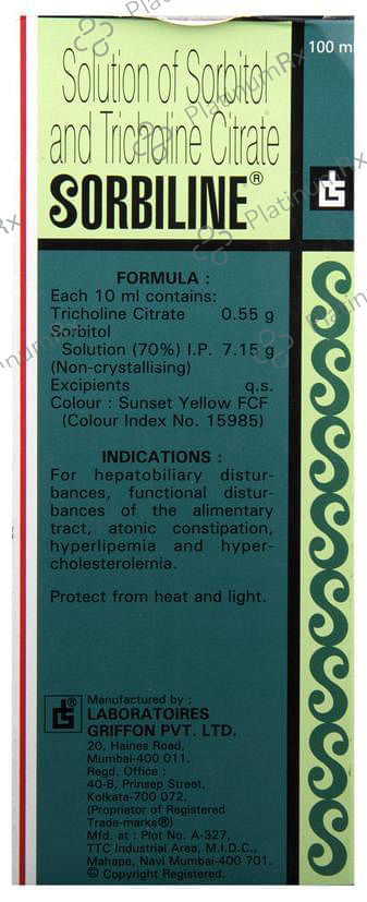 Sorbiline 0.55/7.15gm Syrup 100ml