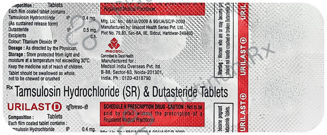 Urilast D 0.4mg/0.5mg Tablet
