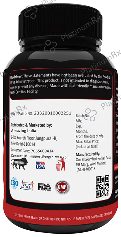 Organic Vasi L-Glutathione 1000mg Capsule
