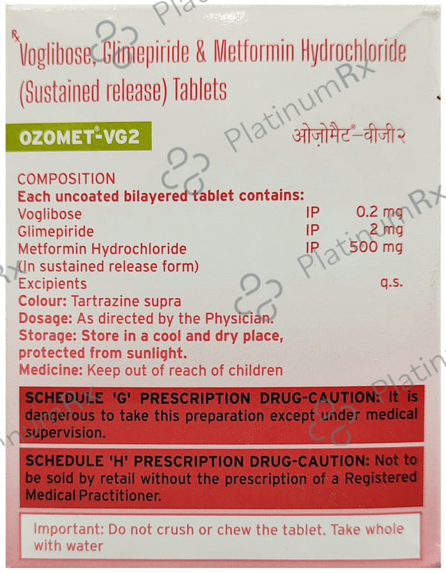 Ozomet VG 2/500/0.2mg Tablet SR 15s