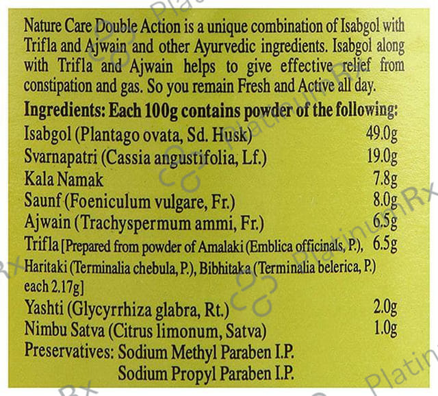 Dabur Nature Care Isabgol (Double Action) Powder - Relieves Constipation, Gas & Acidity