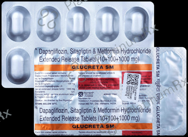 Glucreta SM 10/1000/100mg Tablet ER 10s