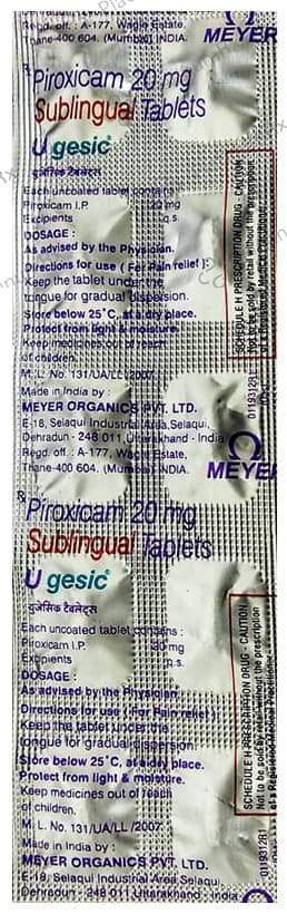 Ugesic 20mg Sublingual Tablet 10s