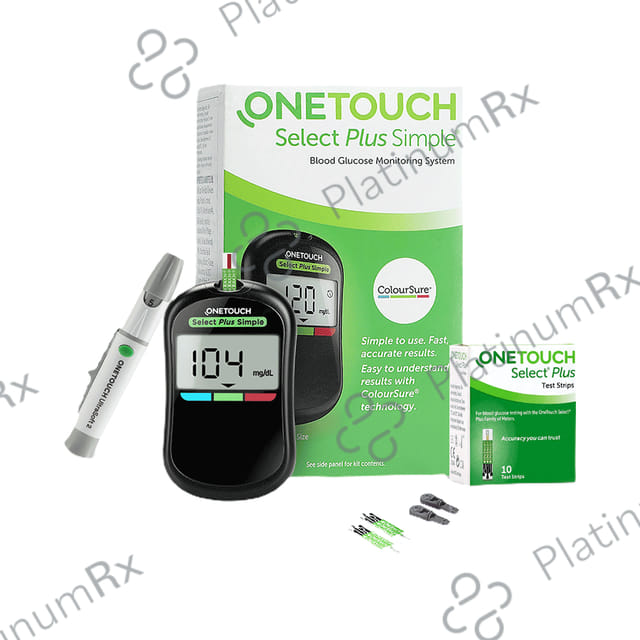 OneTouch Select Plus Simple Glucometer (10 Test Strips Free) Kit 1s