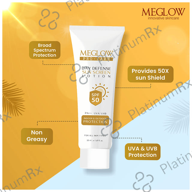 Meglow Pro Care Day Defense Sun Screen SPF 50 PA+++ Lotion 50ml