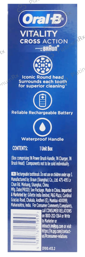 Oral-B Vitality 100 Braun Cross Action Electric Rechargeable Toothbrush